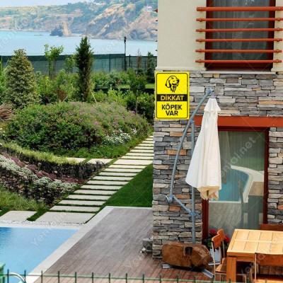 Dikkat Köpek Var Levhası Golden Retriever