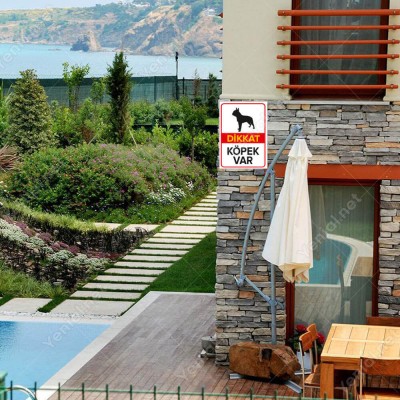 Dikkat Köpek Var Levhası Siyah Boston Terrier