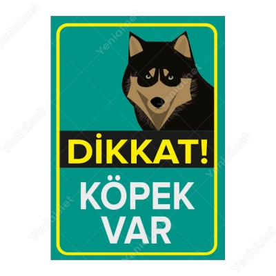 Dikkat Köpek Var Mavi Renk Levhası Husky